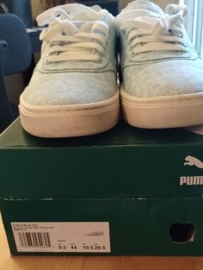 Puma Light Blue and White Lace-Up Sneakers
